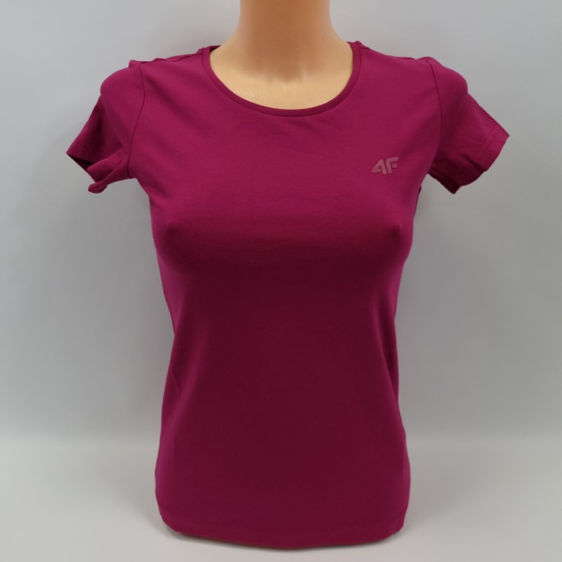 Koszulka damska ciemny róż 4F-H4L22-TSD350-53S
