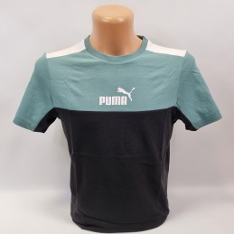 Koszulka męska Puma ESS+ Block Tee mietowo - czarna 847426 50