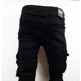 Spodnie jeansowe joggery męskie Viman Denim Jeans czarne -