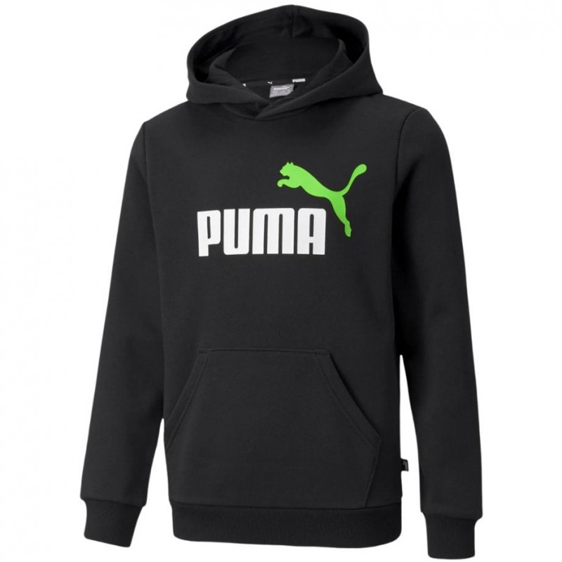 Bluza młodzieżowa Puma ESS+ 2 Col Big Logo Hoodie FL czarna-