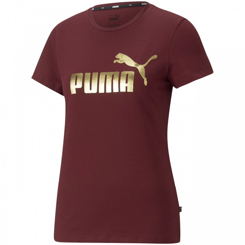 Koszulka damska Puma ESS+ Metalic Logo bordowa- 848303 42