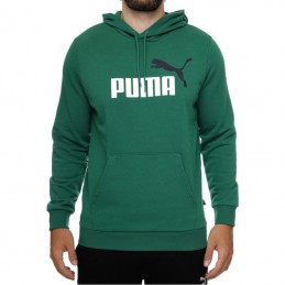 Bluza męska z kapturem Puma Hoodie Ess+ 2 Col Big Logo zielona-
