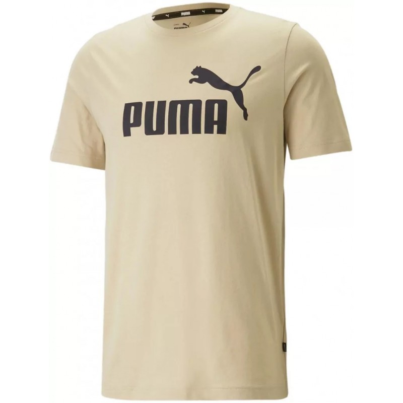 Koszulka męska Puma Essential Logo beżowa- 586667 85