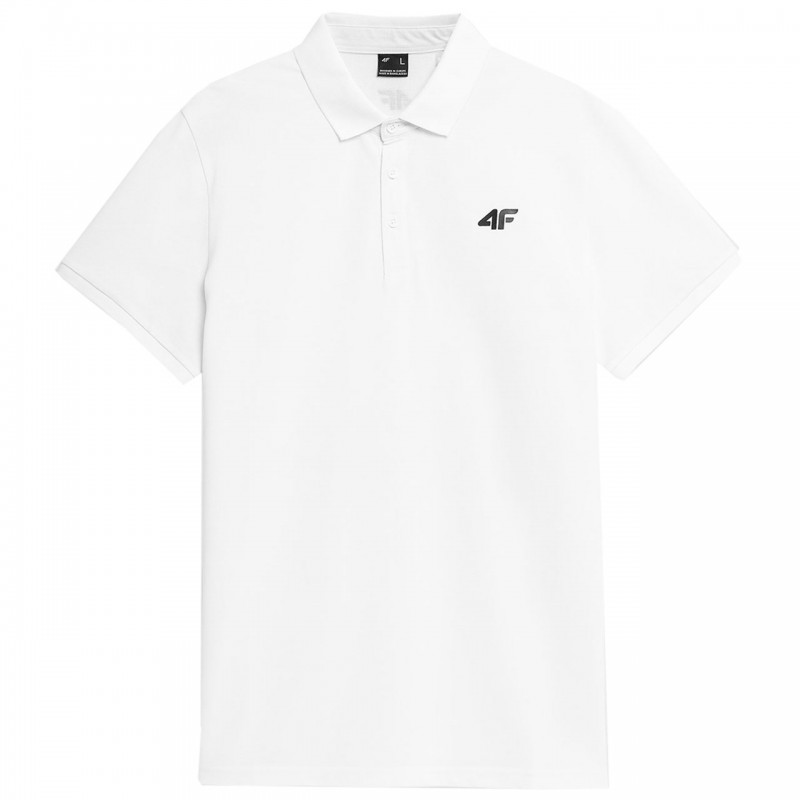 Koszulka męska polo 4F biała- 4FSS23TPTSM039 10S