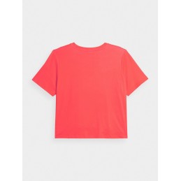 Koszulka damska crop-top treningowa 4F czerwony neon -