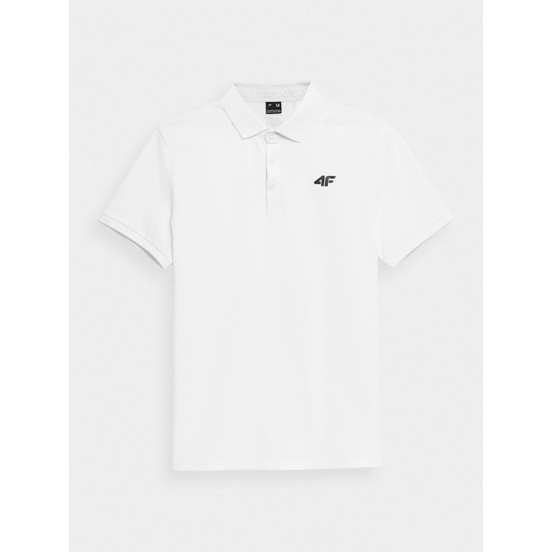 Koszulka męska polo 4F biała - 4FSS23TPTSM038 10S