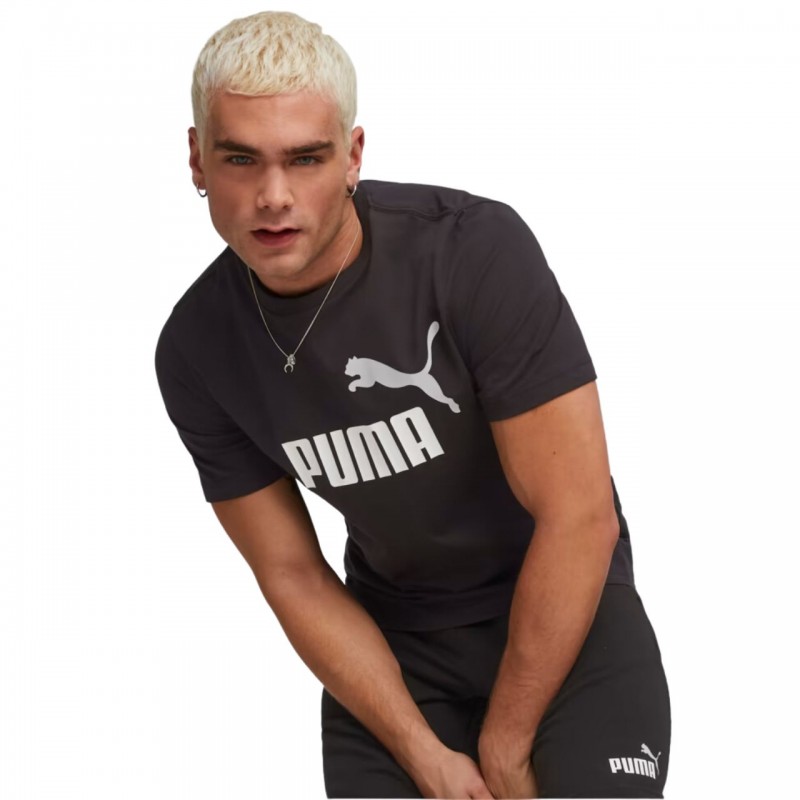 Koszulka męska Puma ESS+ 2 Col Logo Tee czarno-biała - 586759 61