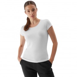 Koszulka damska 4F biała - 4FAW23TTSHF0906 10S