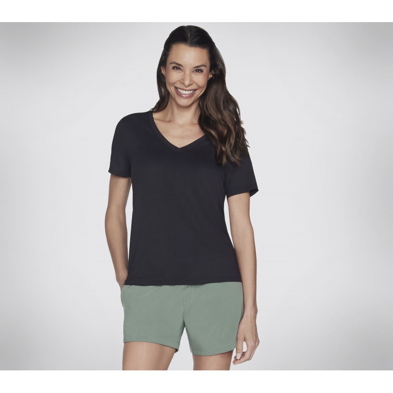 Koszulka damska Skechers GO DRI Serene V-Neck Top czarny -TP58