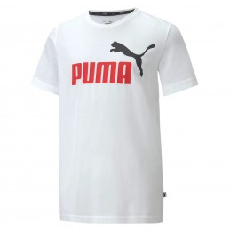 Koszulka młodzieżowa Puma Essentials 2 Col Logo Tee biała -