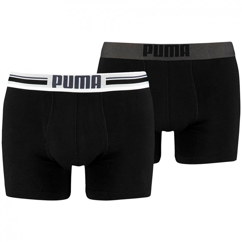 Bokserki męskie Puma Placed Logo Boxer 2P czarne - 906519 03