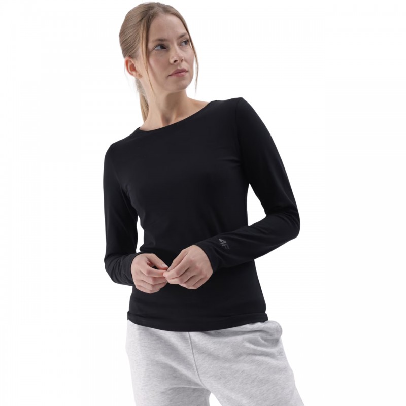 Koszulka damska longsleeve 4F F376 czarna - 4FWMM00TLONF376 20S