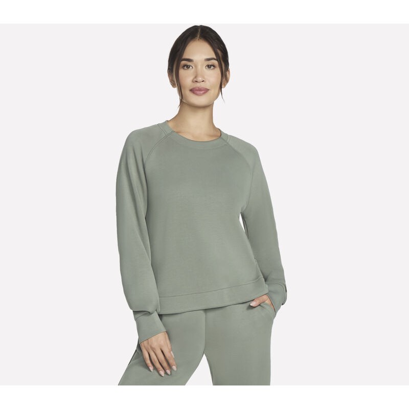 Bluza damska Skechers Skechluxe Elevate Crewneck oliwkowa -