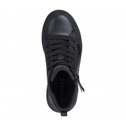 Buty młodzieżowe Skechers Shoutouts - Glimmer Zip czarne -