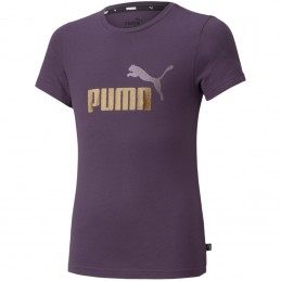 Koszulka młodzieżowa Puma ESS+ Logo Tee fioletowa - 587041 96