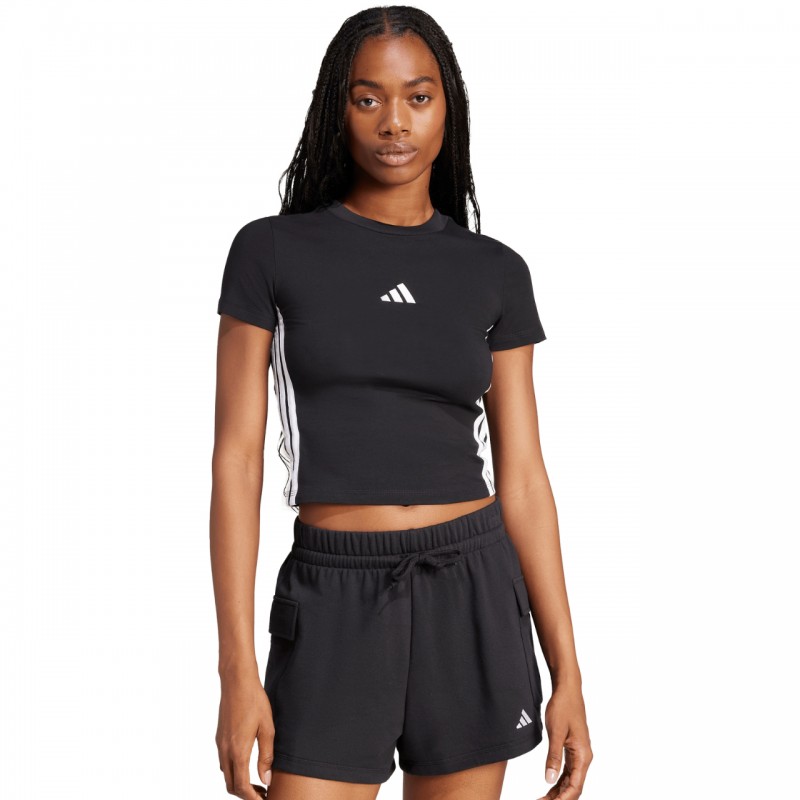 Koszulka damska adidas Essentials 3-Stripes Slim Baby czarna - Koszulka damska adidas Essentials 3-Stripes Slim Baby czarna -