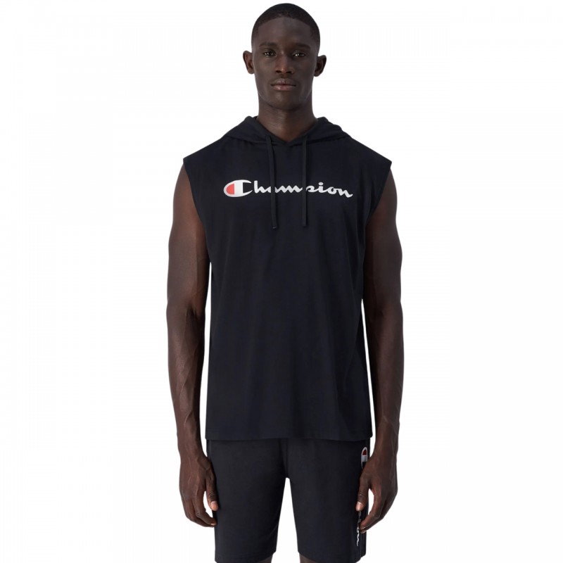 Koszulka męska Champion Hooded Tee czarna - 220777 KK001