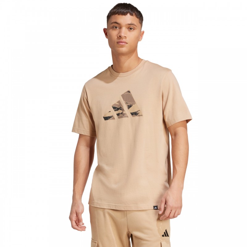 Koszulka męska adidas Camo Logo Graphic beżowa - JM6382