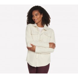 Bluza damska Skechers Sherpa Shacket kremowa - JA182 CRW