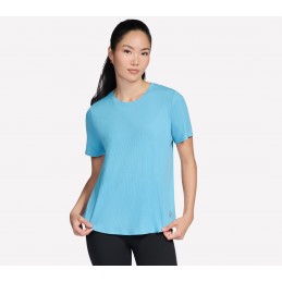 Koszulka damska Skechers GO WALK Luxe Rib Tee niebieska - TP163