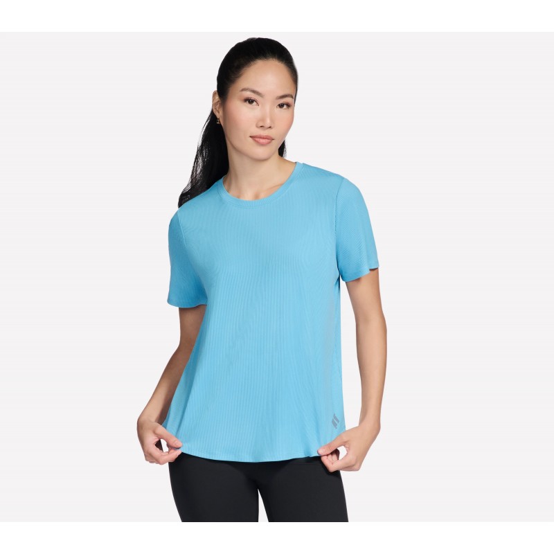 Koszulka damska Skechers GO WALK Luxe Rib Tee niebieska - TP163