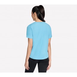 Koszulka damska Skechers GO WALK Luxe Rib Tee niebieska - TP163