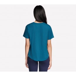 Koszulka damska Skechers GO WALK Luxe Rib Tee niebieska - TP163