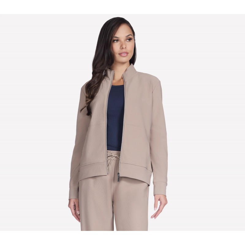 Bluza damska Skechers GO LUXE RIB Full Zip Jacket beżowa -