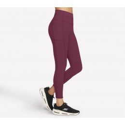 Legginsy damskie Skechers Go Walk High Waisted 7/8 burgundowe -