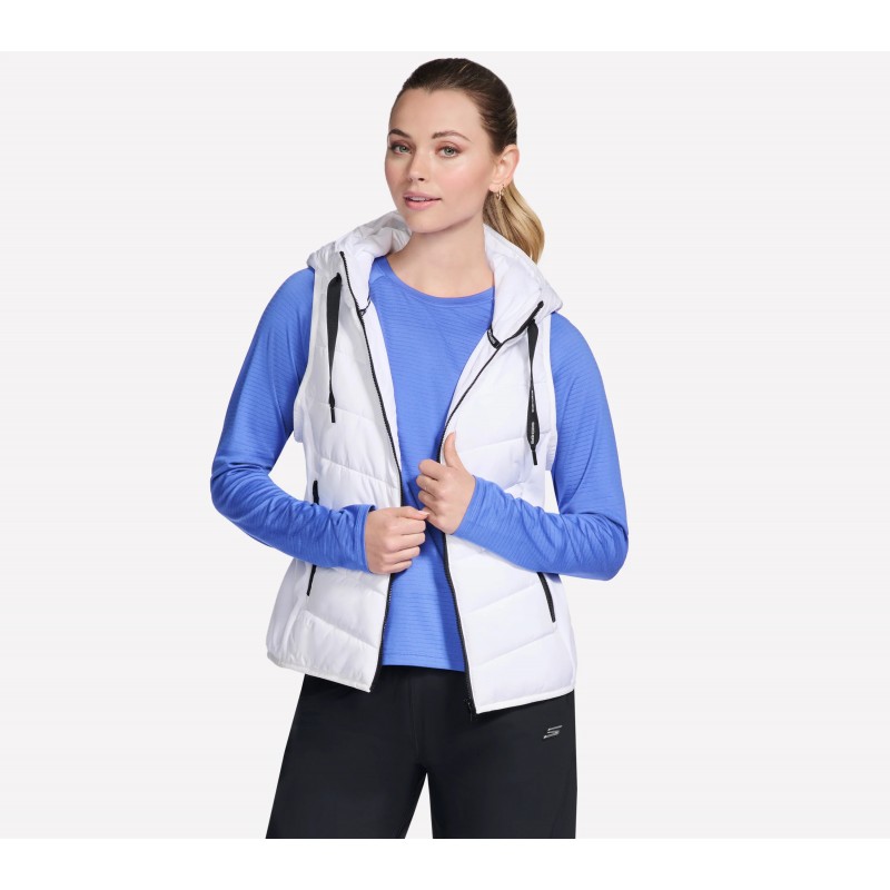 Kamizelka damska Skechers Performance Elite Hooded Vest biała - Kamizelka damska Skechers Performance Elite Hooded Vest biała -