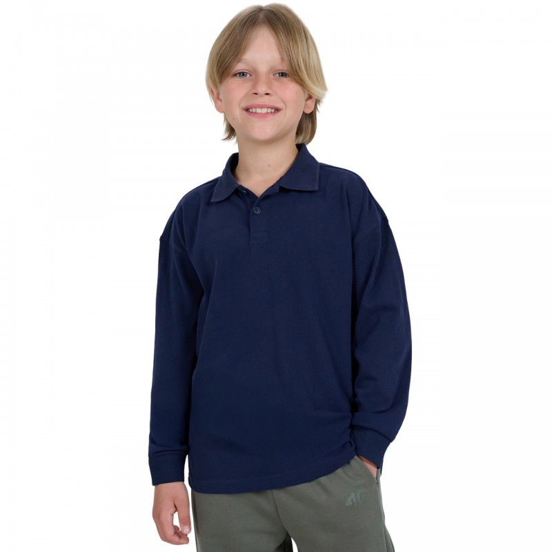 Koszulka dla chłopca longsleeve 4F granatowa - 4FJWAW25TLONM483