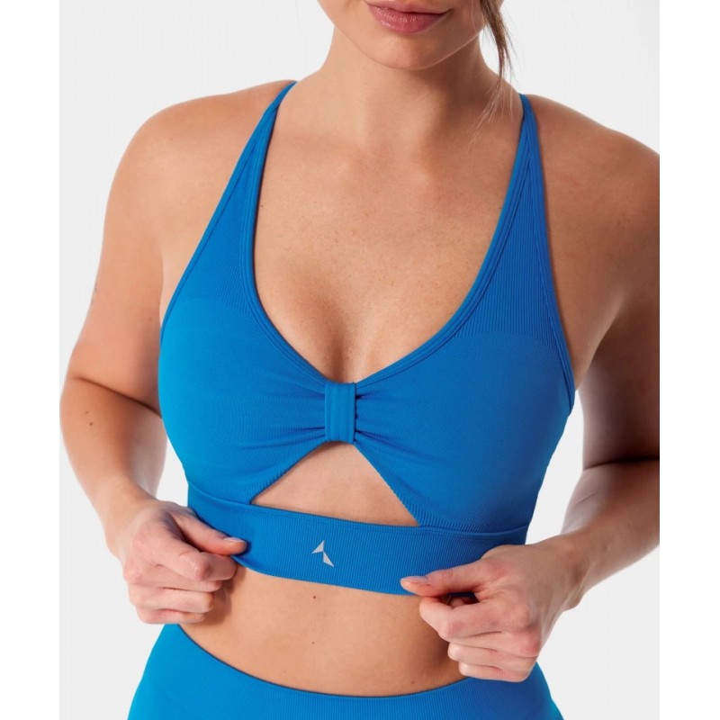 Biustonosz bezszwowy Carpatree z wycięciem Eris niebieski -