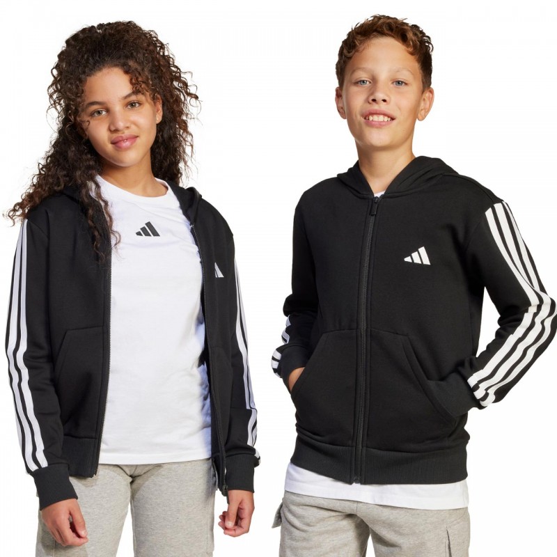 Bluza młodzieżowa adidas Essentials Full-Zip czarno-biała -