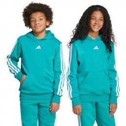 Bluza młodzieżowa adidas 3 Stripes Fleece Hoodie 225 turkusowa