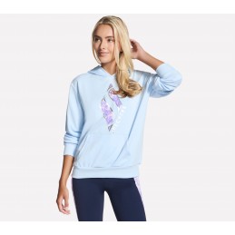 Bluza damska Skechers Floral Diamond Pullover Hoodie niebieska
