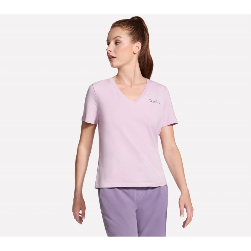 Koszulka damska Skechers Signature V jasnoróżowa - TP167 MVPR