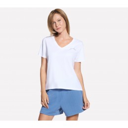 Koszulka damska Skechers Signature V biała - TP167 WHT