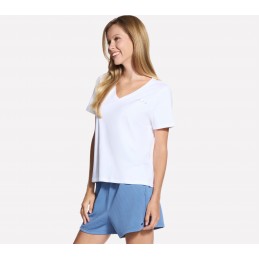 Koszulka damska Skechers Signature V biała - TP167 WHT