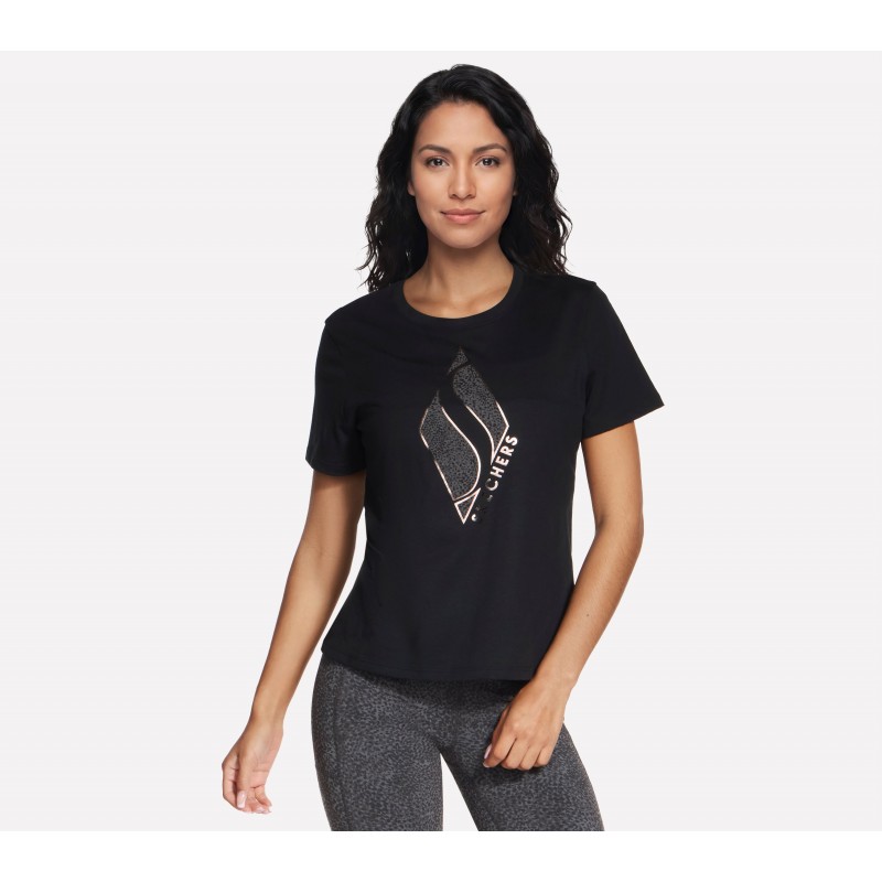 Koszulka damska Skechers Cheetah Diamond Tee czarna - TS394 BLK