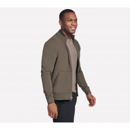 Bluza męska Skechers The Hoodless Hoodie oliwkowa - M3JA195 BROL