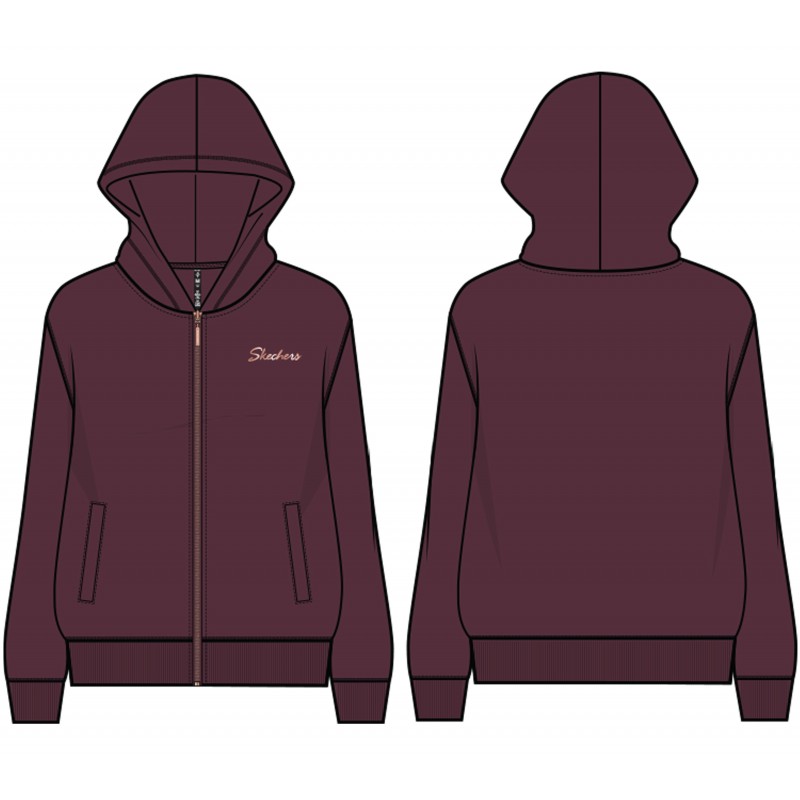 Bluza damska Skechers GOSNUGGLE VELOUR HOODED JACKET burgundowa