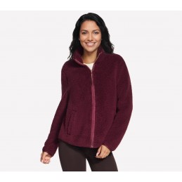 Bluza damska Skechers Skech-Sherpa Jacket burgundowa - JA218