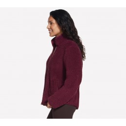 Bluza damska Skechers Skech-Sherpa Jacket burgundowa - JA218