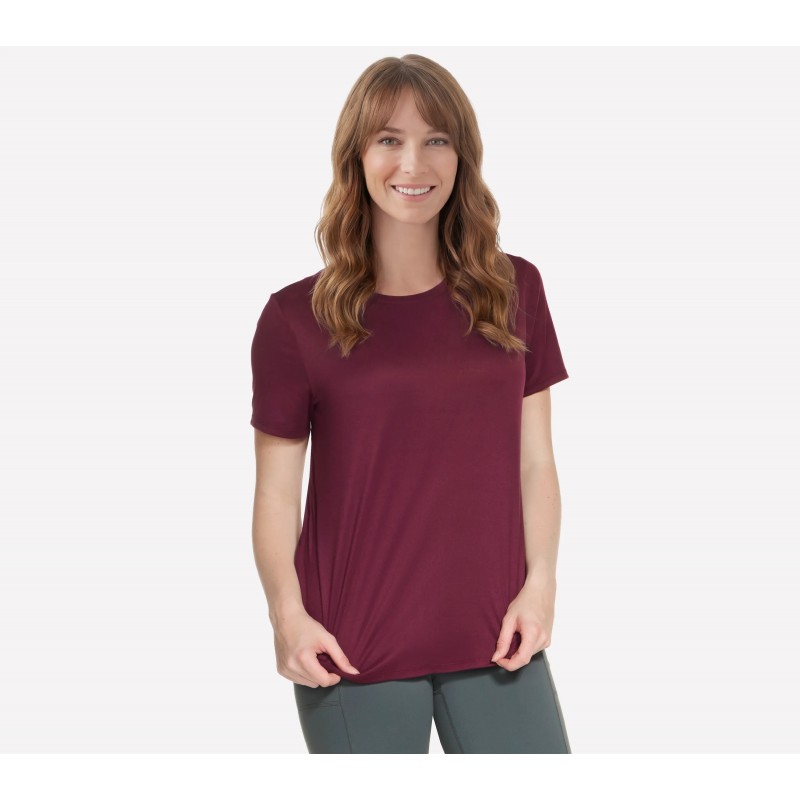 Koszulka damska Skechers Go Dri Swift Tee burgundowa - TS104