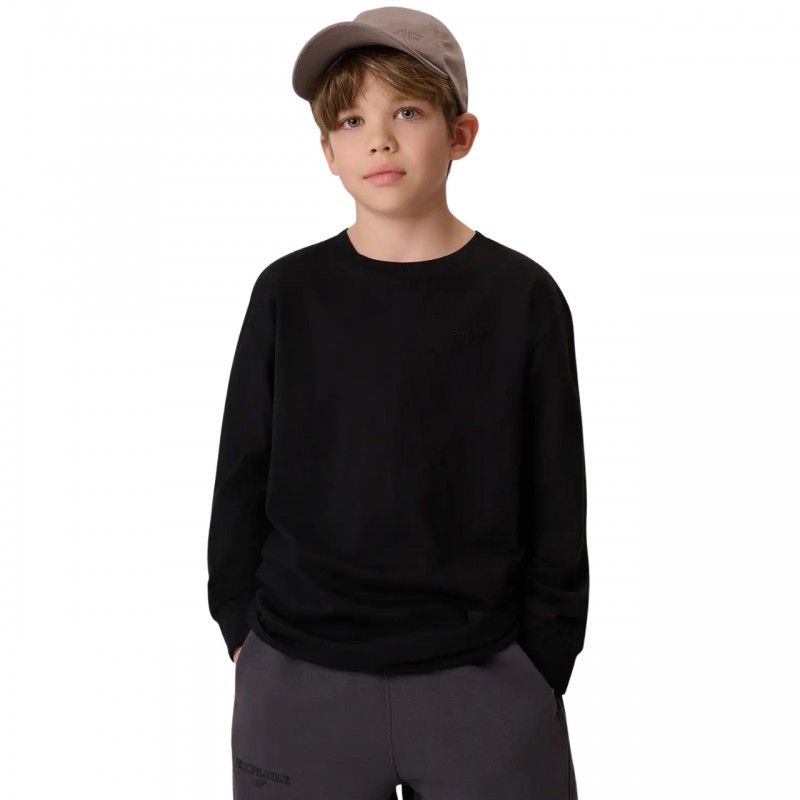 Koszulka młodzieżowa longsleeve 4F czarna - 4FJWMM00TLONM459 20S