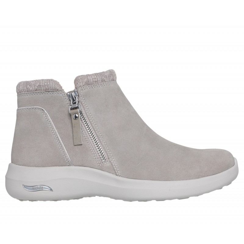 Buty damskie zimowe Skechers Arch Fit Ease szarobrązowe -